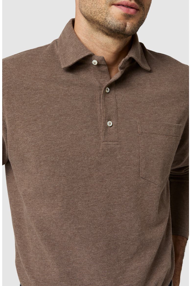 Pima Cotton Long Sleeve Polo, Alternate, color, HEATHER OAT PIQUE