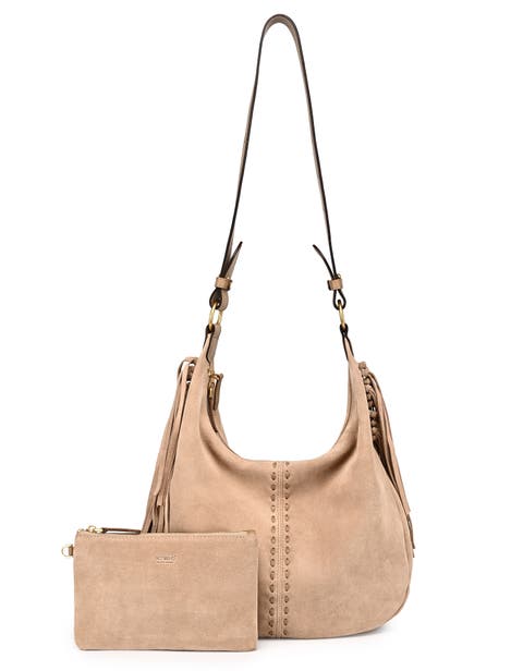 Hydrangea Genuine Leather Suede Heritage Shoulder Bag