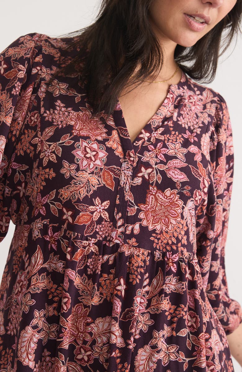 Marine Layer Lola Floral Puff Sleeve Midi Dress, Alternate, color, Warm Floral