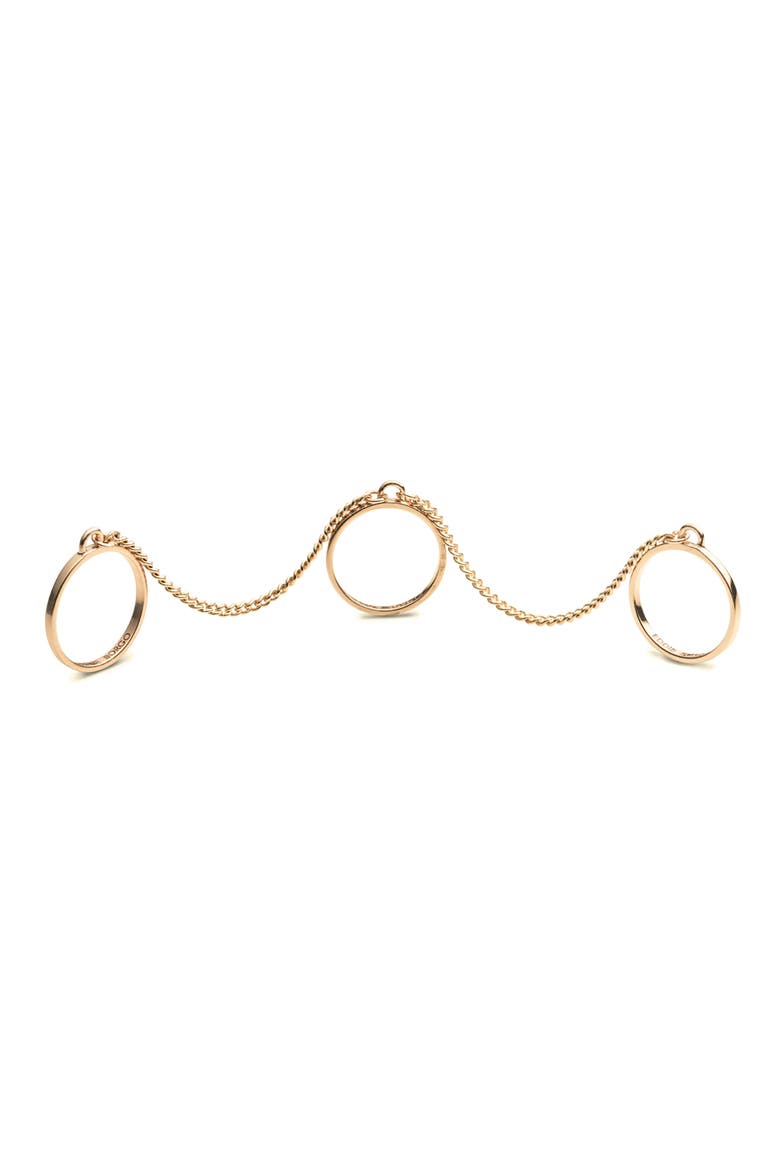 Safety Chain Three Finger Ring, Main, color, GOLD