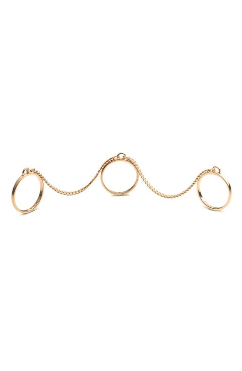 Safety Chain Three Finger Ring