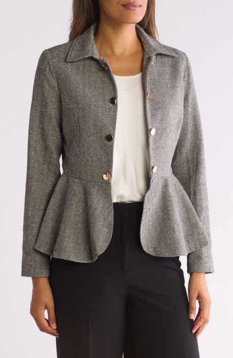 PATRIZIA LUCA Herringbone Peplum Jacket
