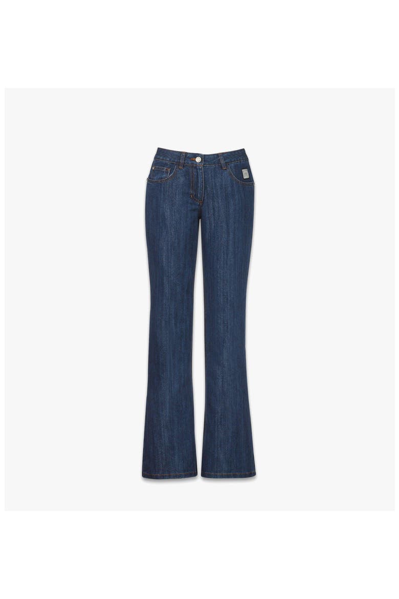 Flared Pants in Lurex Denim, Main, color, Indigo