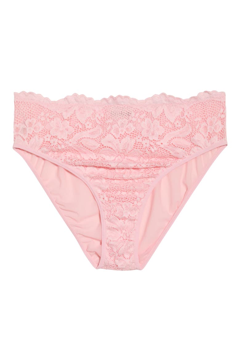 Lace & Mesh Bikini, Alternate, color, PETAL PINK