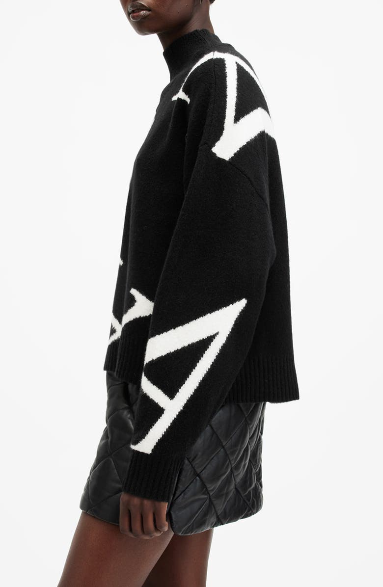 AllSaints A Star Turtleneck Sweater, Alternate, color, Black/ White