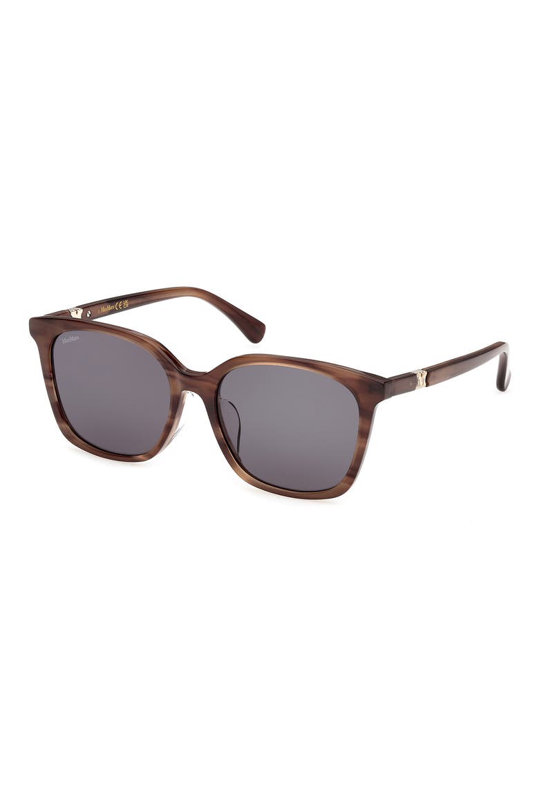 55mm Round Sunglasses, Alternate, color, BROWN HORN / SMOKE