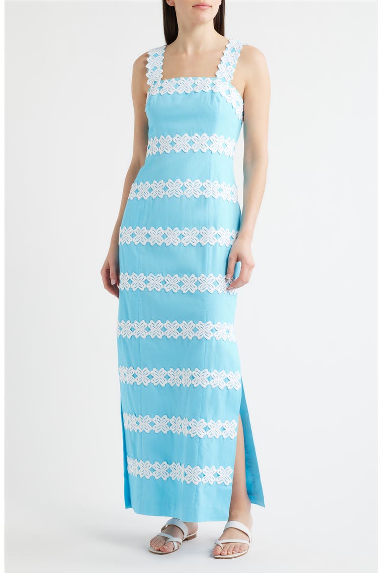 Davis Linen Maxi Dress, Main, color, CAPRI BLUE