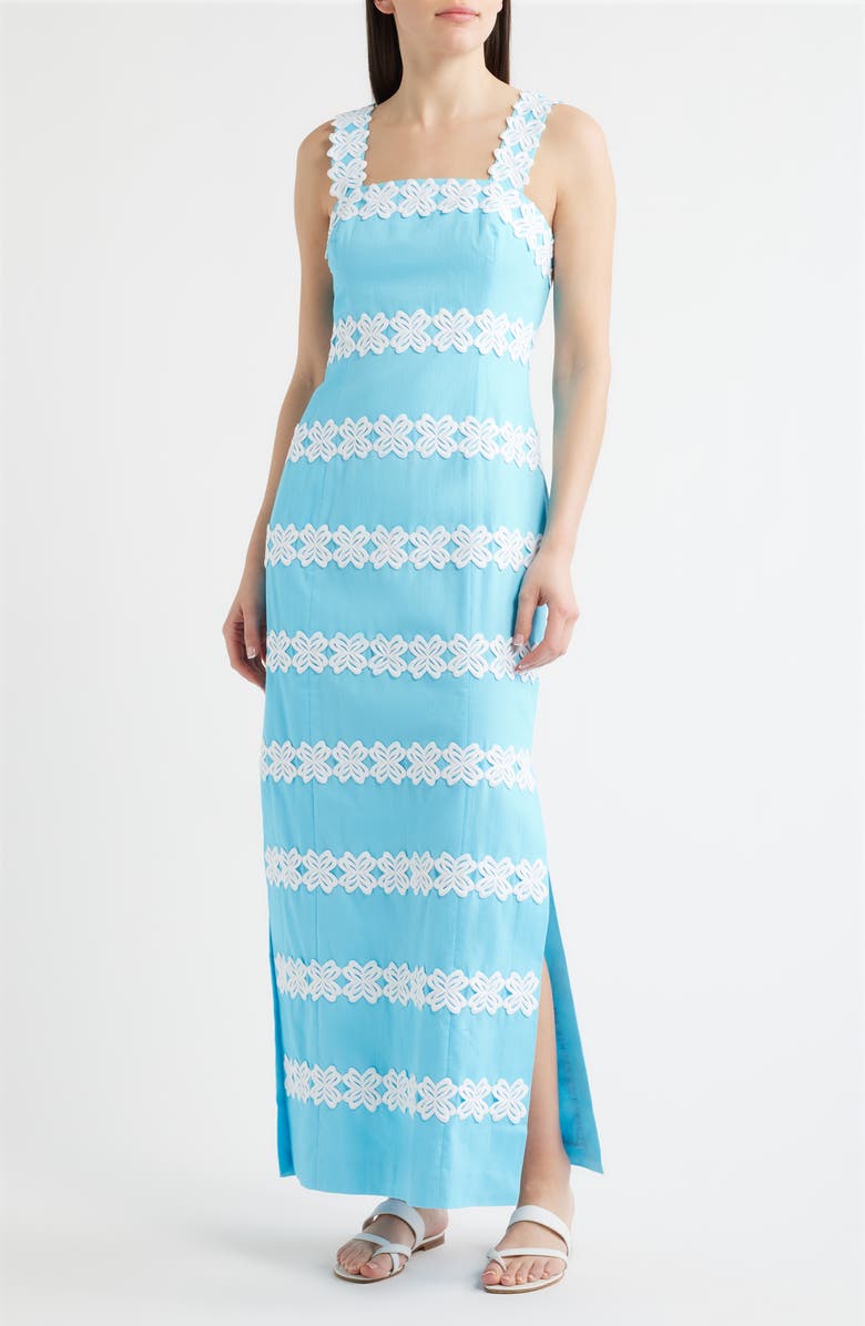 Lilly Pulitzer<sup>®</sup> Davis Linen Maxi Dress, Main, color, Capri Blue
