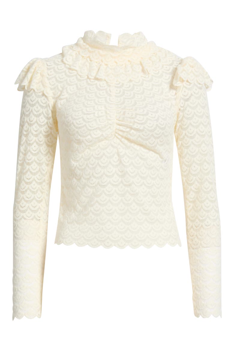 Scalloped Lace Mock Neck Top, Alternate, color, OFF-WHITE
