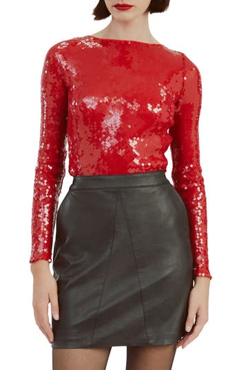 BARDOT BARDOT BRENNA SEQUIN OPEN BACK BODYSUIT 