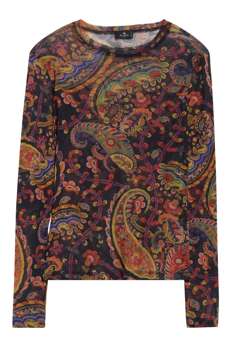 Paisley Fitted Mesh Top, Alternate, color, PRINT ON BLUE BASE