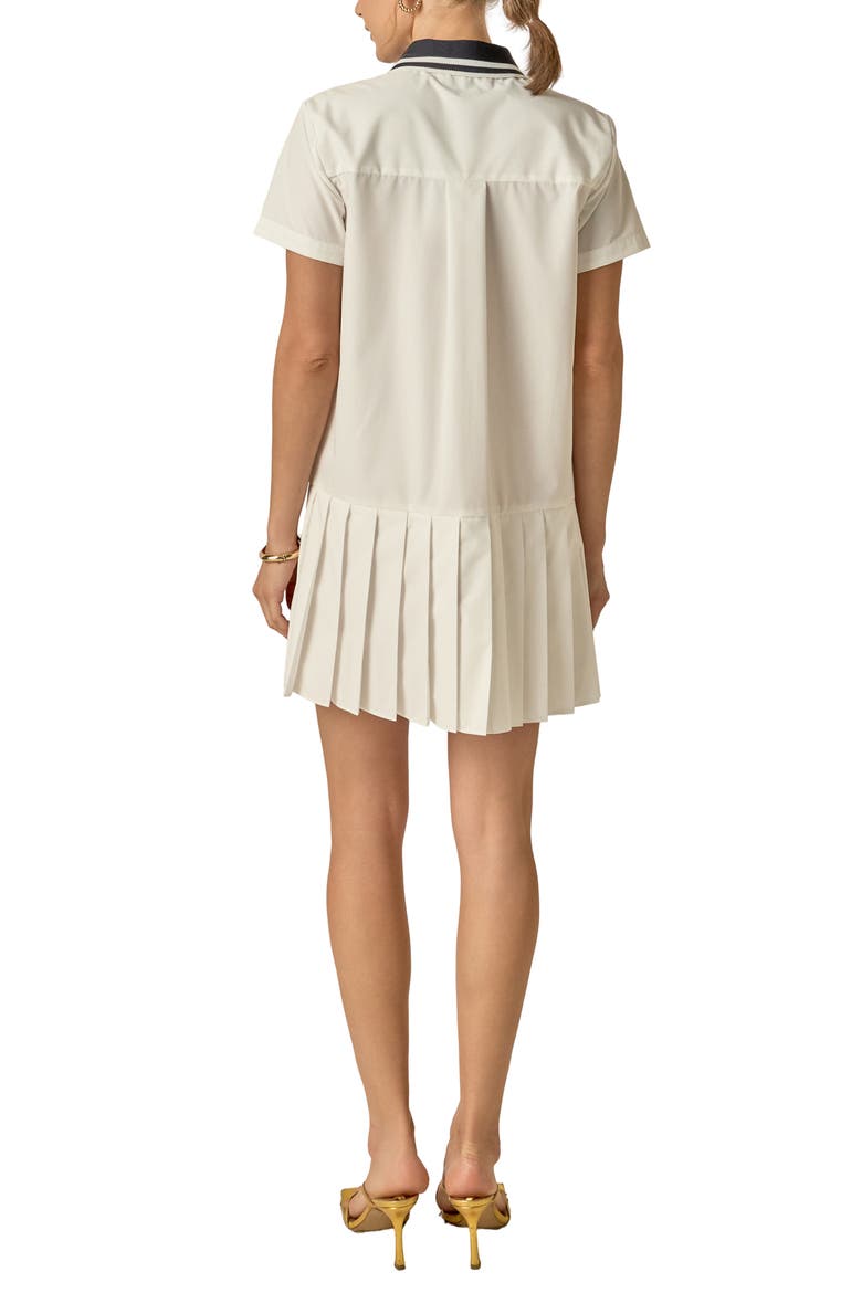 Crochet Collar Pleated Minidress, Alternate, color, WHITE