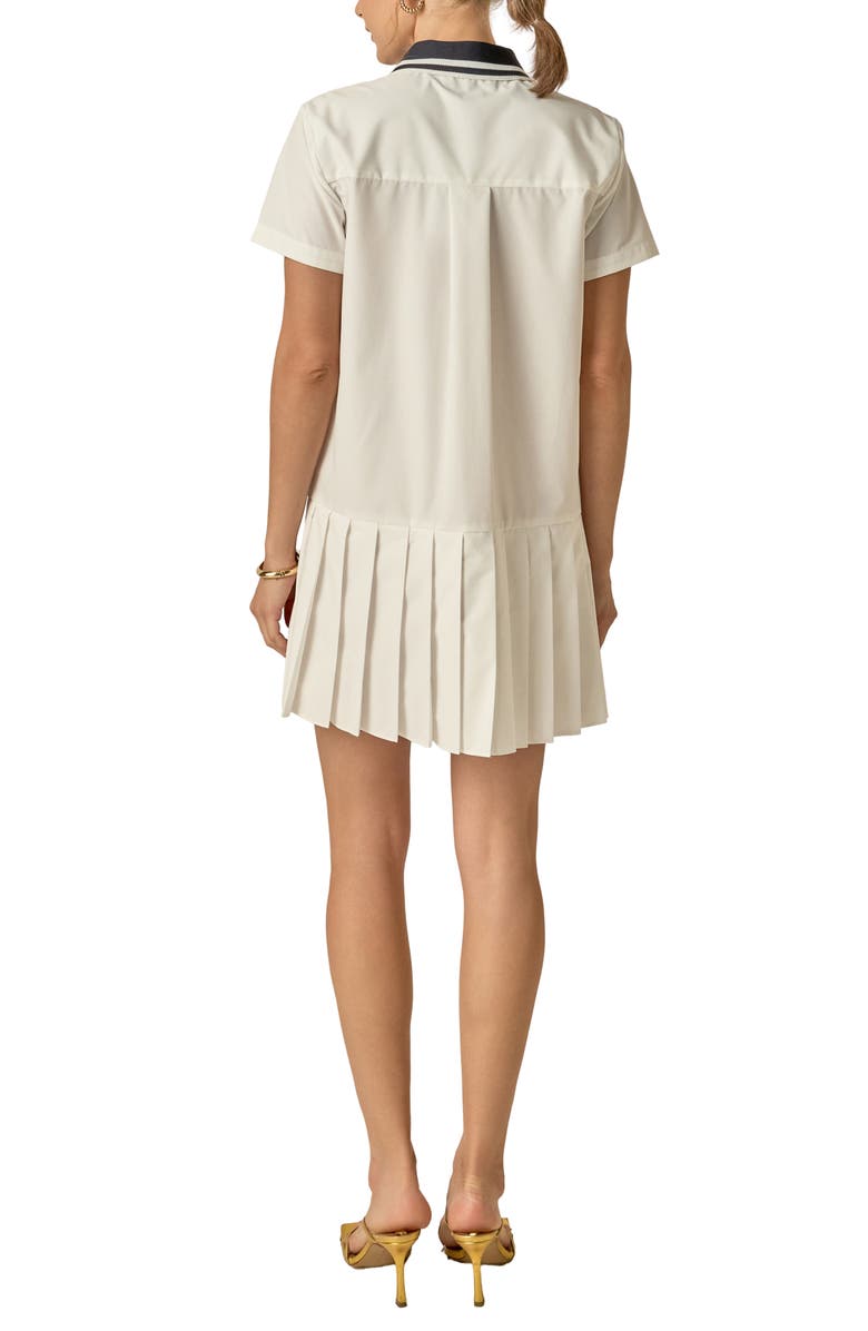 English Factory Crochet Collar Pleated Minidress, Alternate, color, White