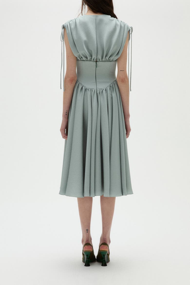 Hammered Satin Corset Dress, Alternate, color, Jade