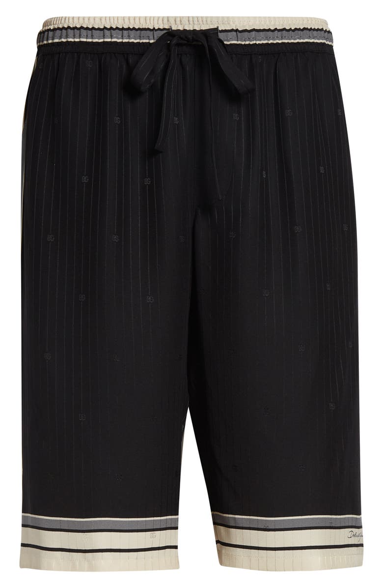 Dolce&Gabbana Logo 
Stripe Vanity Silk Bermuda Shorts, Main, color, Righe F.nero