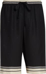 Dolce&Gabbana Logo & Stripe Vanity Silk Bermuda Shorts
