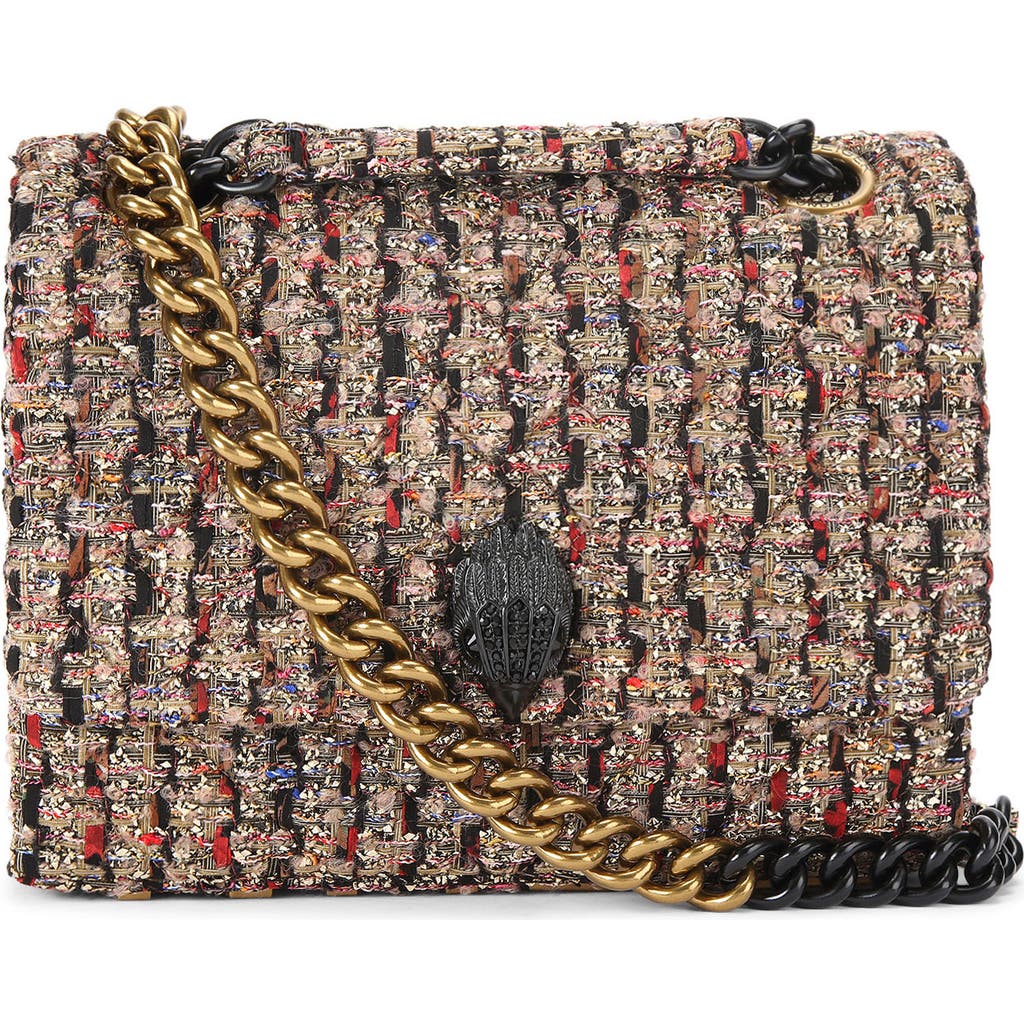 Kurt Geiger London Large Kensington Metallic Tweed Shoulder Bag In Yellow