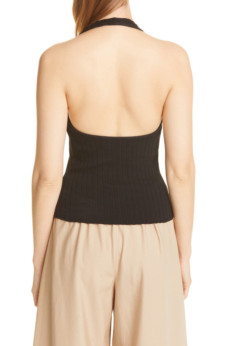 Vince Ribbed Halter Neck Cotton Blend Tank Top, Alternate, color, 