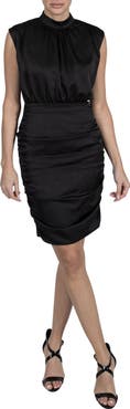 Julia Jordan Sleeveless Mock Neck Satin Dress