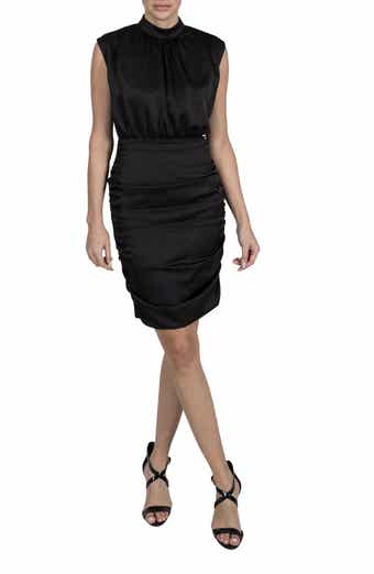 Julia Jordan Sleeveless Mock Neck Satin Dress