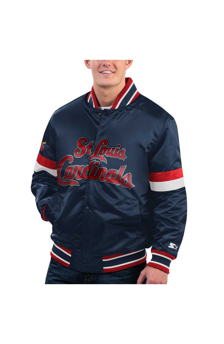 STARTER Men's Starter Navy St. Louis Cardinals Home Game Satin Full-Snap Varsity Jacket, Main, color, Navy