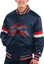 STARTER Men's Starter Navy St. Louis Cardinals Home Game Satin Full-Snap Varsity Jacket