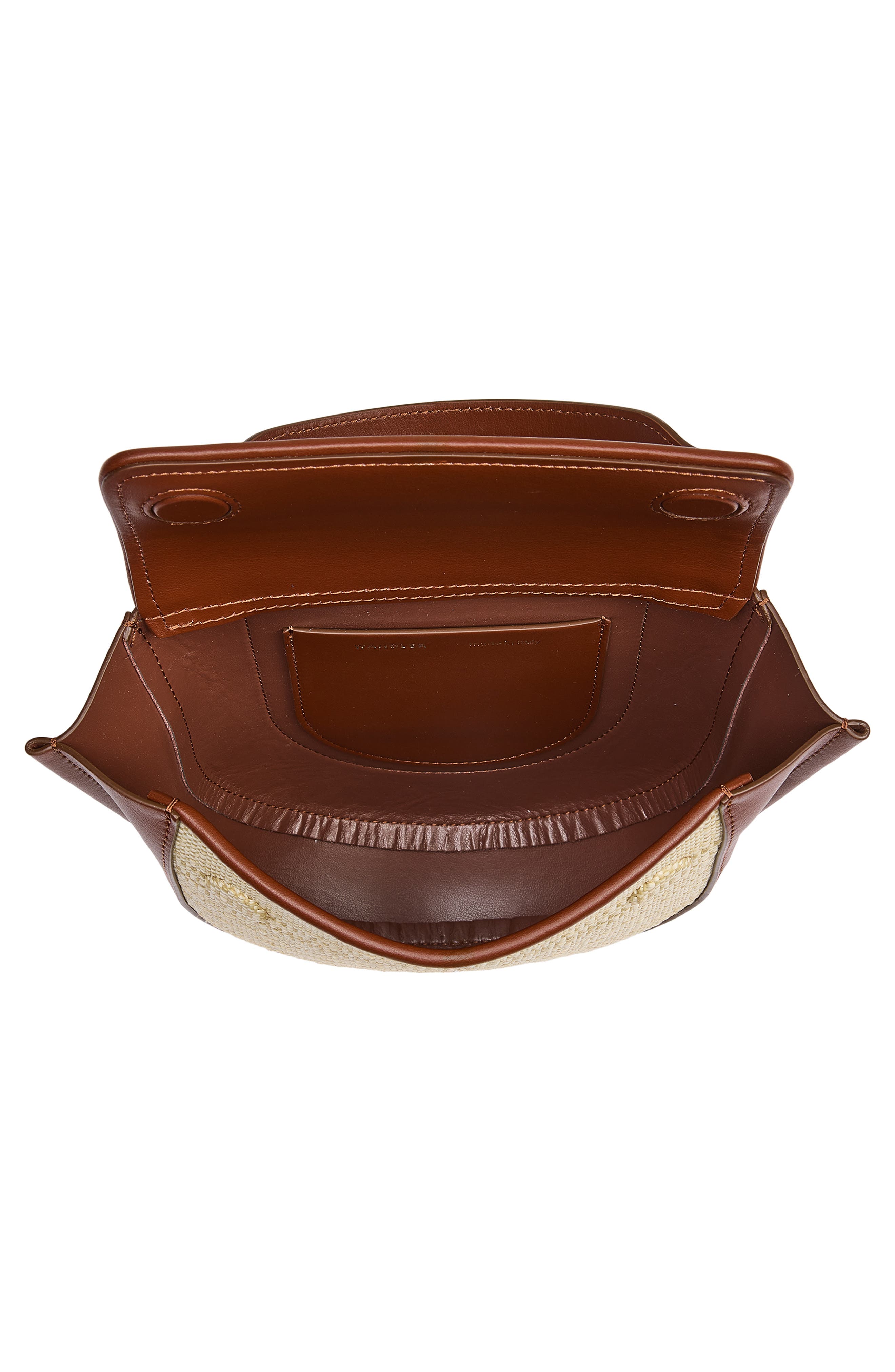 Wandler Mini Hortensia Two-Tone Leather & Raffia Handbag, Alternate, color, Beige Raffia