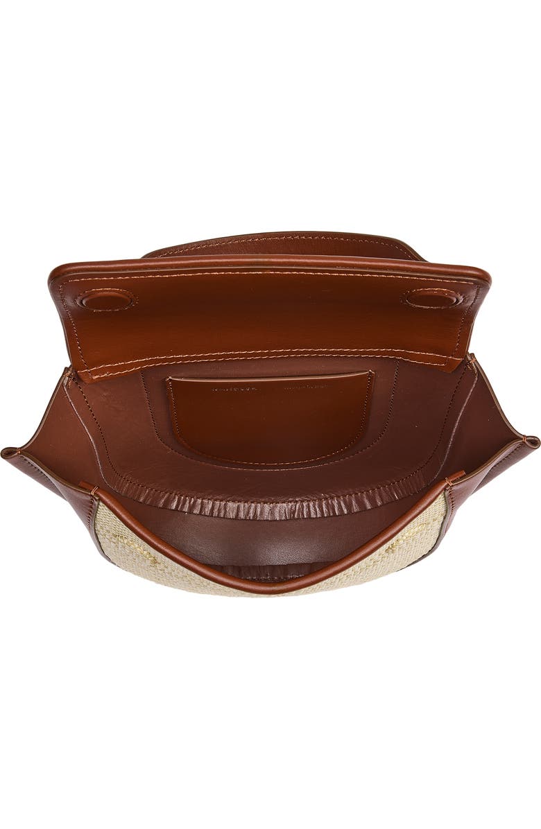 Wandler Mini Hortensia Two-Tone Leather & Raffia Handbag, Alternate, color, Beige Raffia