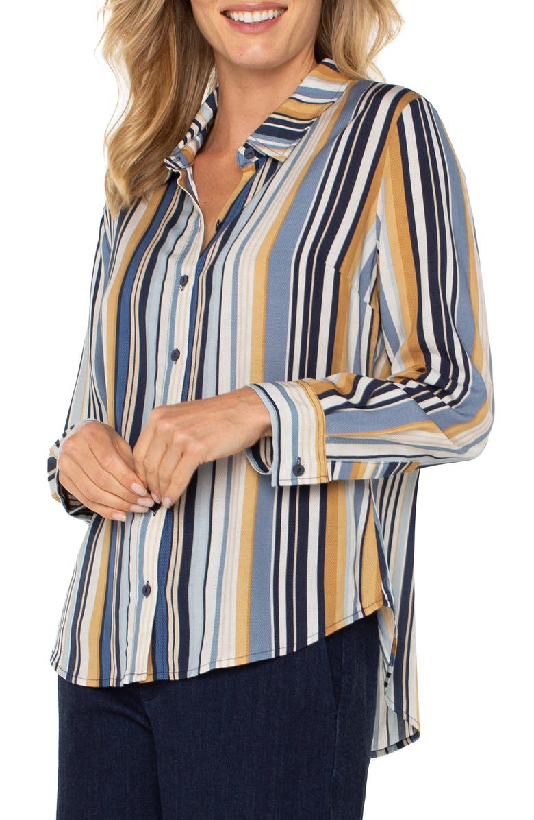 Liverpool Los Angeles Vertical Stripe Button-Up Shirt, Alternate, color, 