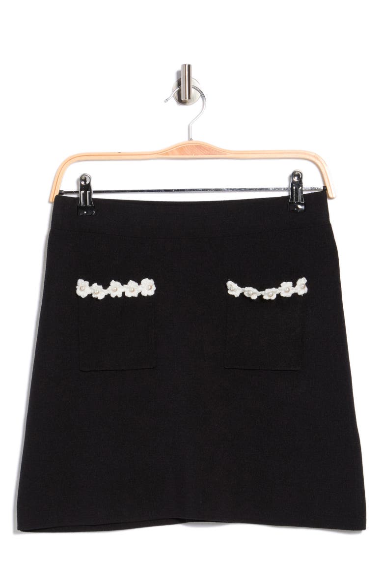 Ellen Tracy Floral Patch Pocket Miniskirt, Main, color, Black