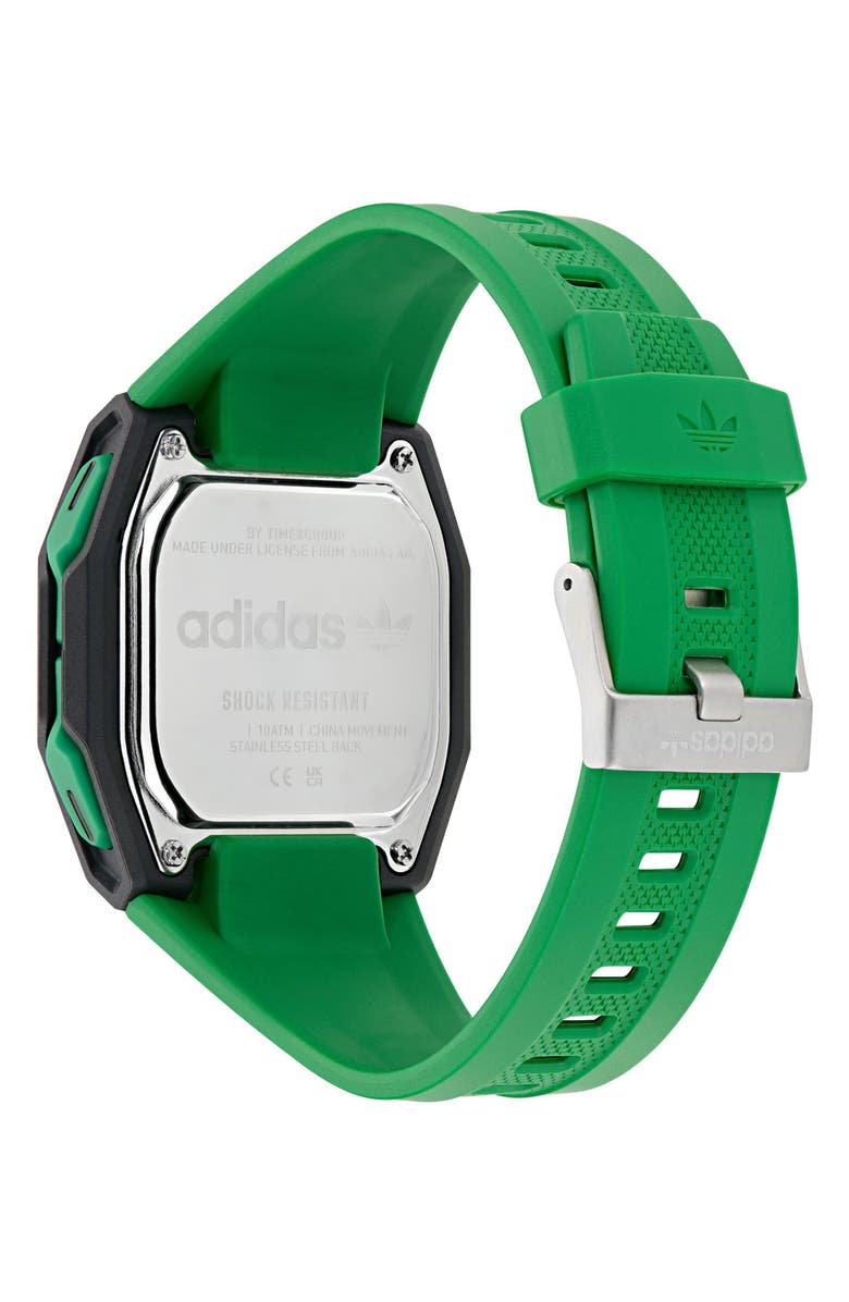 adidas Tech 1 GMT Silicone Strap Watch, 48mm, Alternate, color, Green
