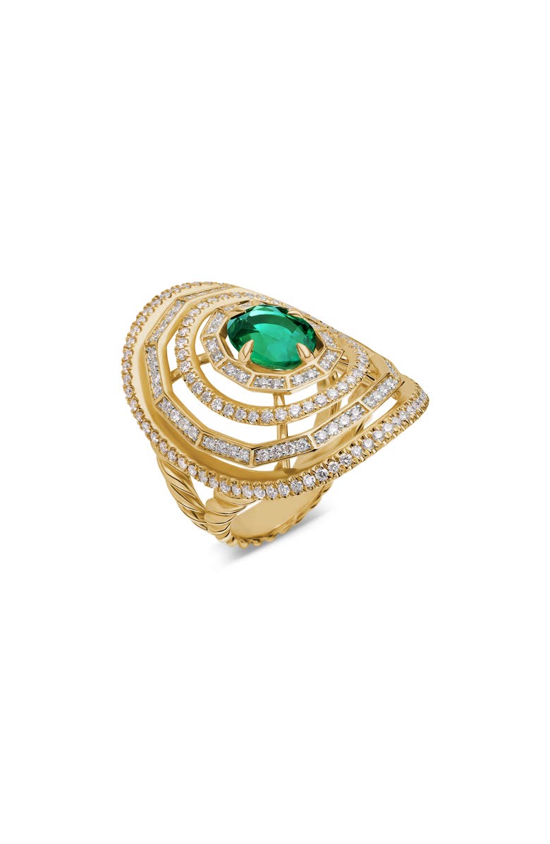 David Yurman Diamond & Emerald Statement Ring, Alternate, color, 