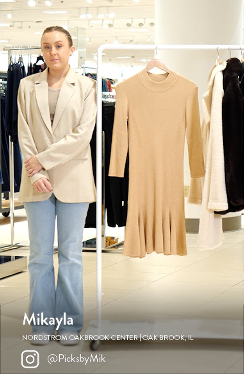 Rib Three-Quarter Sleeve Sweater Dress, sales video thumbnail