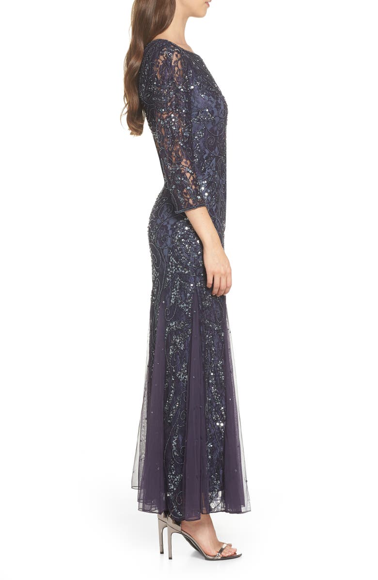 Pisarro Nights Beaded Lace Gown, Alternate, color, 