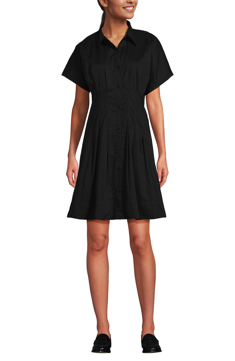Lands' End Cambric Above the Knee Shirt Dress, Alternate, color, Black