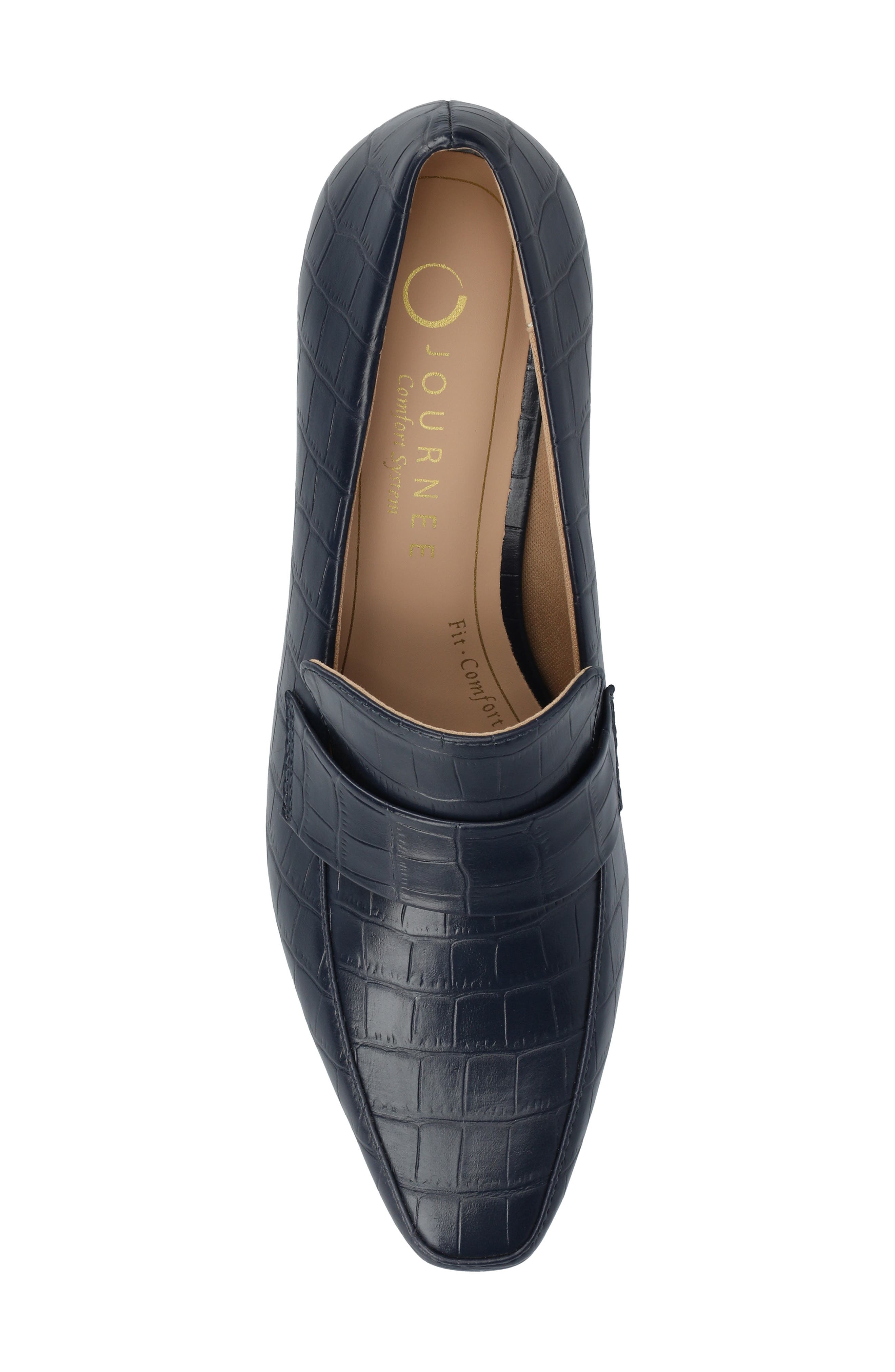 Celina Croc Embossed Loafer Pump - Wide Width Available, Alternate, color, NAVY
