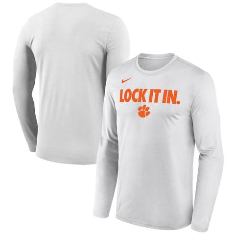 Men's Nike  White Clemson Tigers 2026 On-Court Bench Long Sleeve T-Shirt