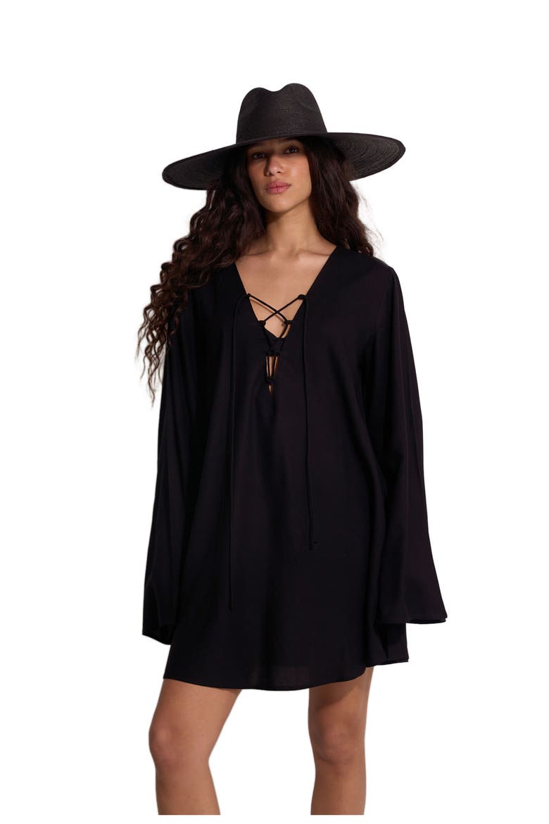 Mist & Sand Mini Dress Cover-Up, Main, color, Black