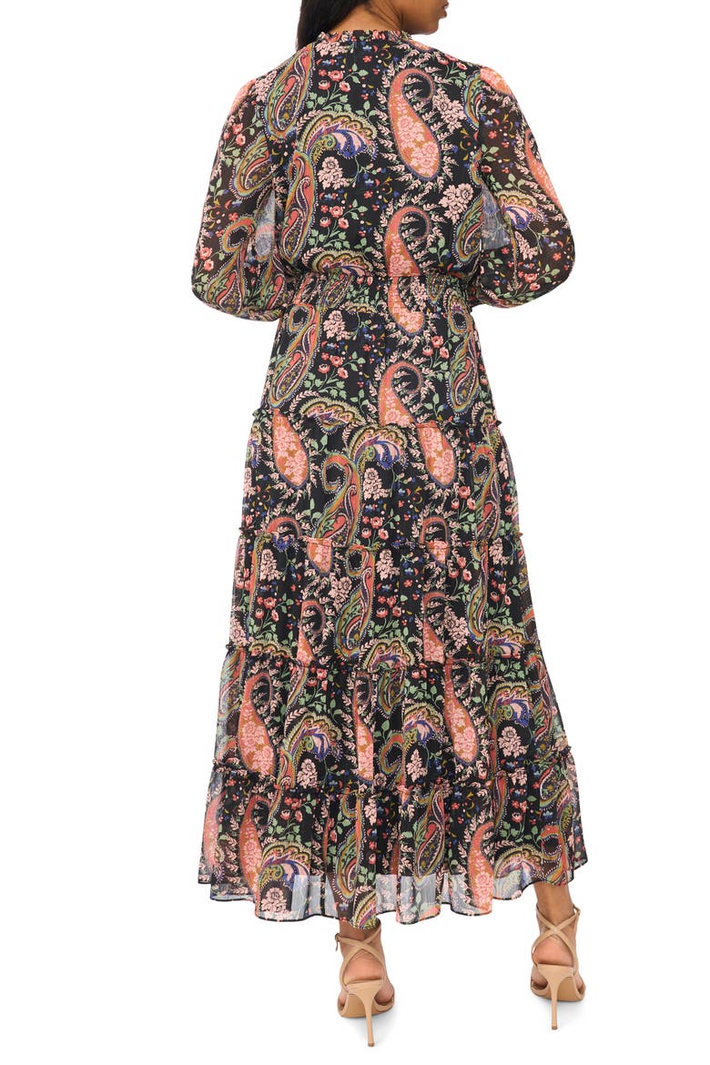 Long Sleeve Tiered Maxi Dress, Alternate, color, PINK MULTI