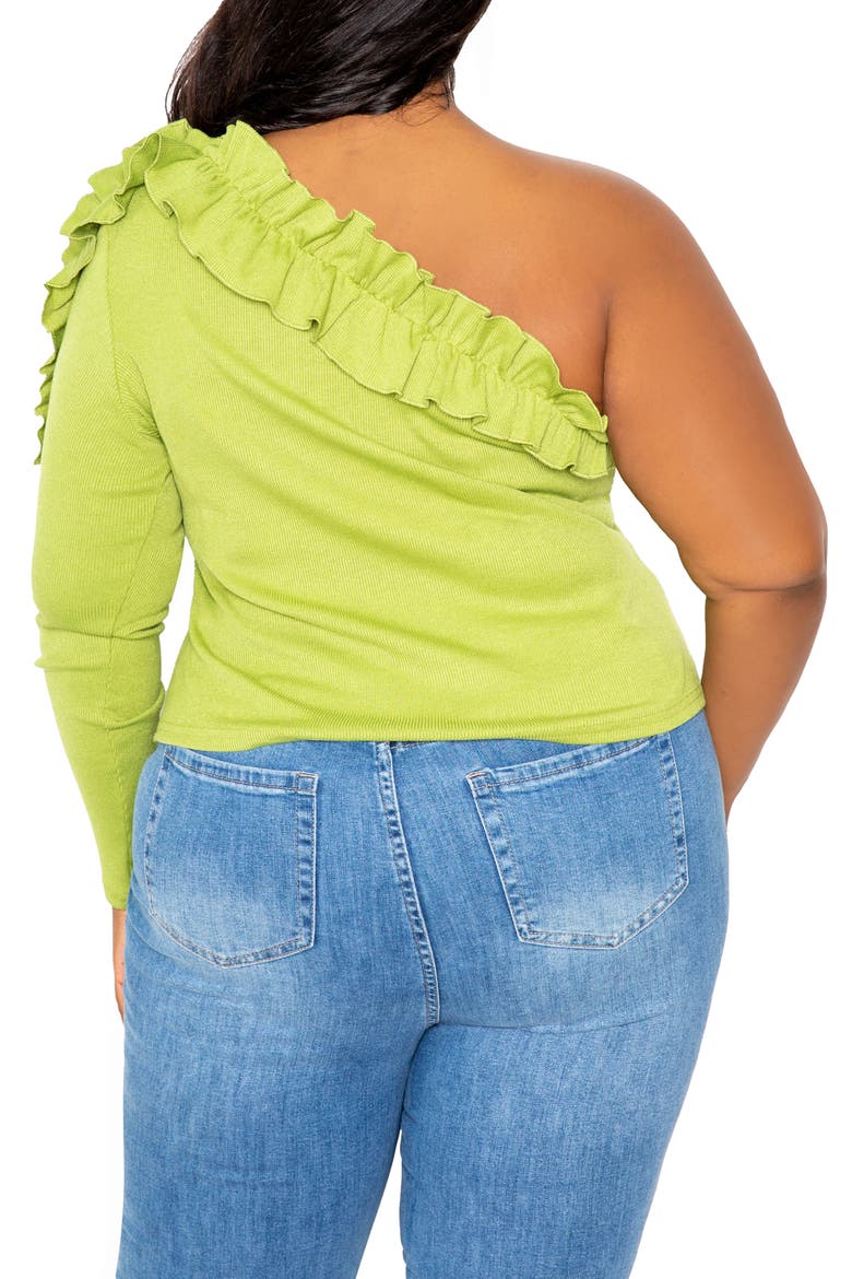 Cascade Ruffle One-Shoulder Rib Top, Alternate, color, PISTACHIO