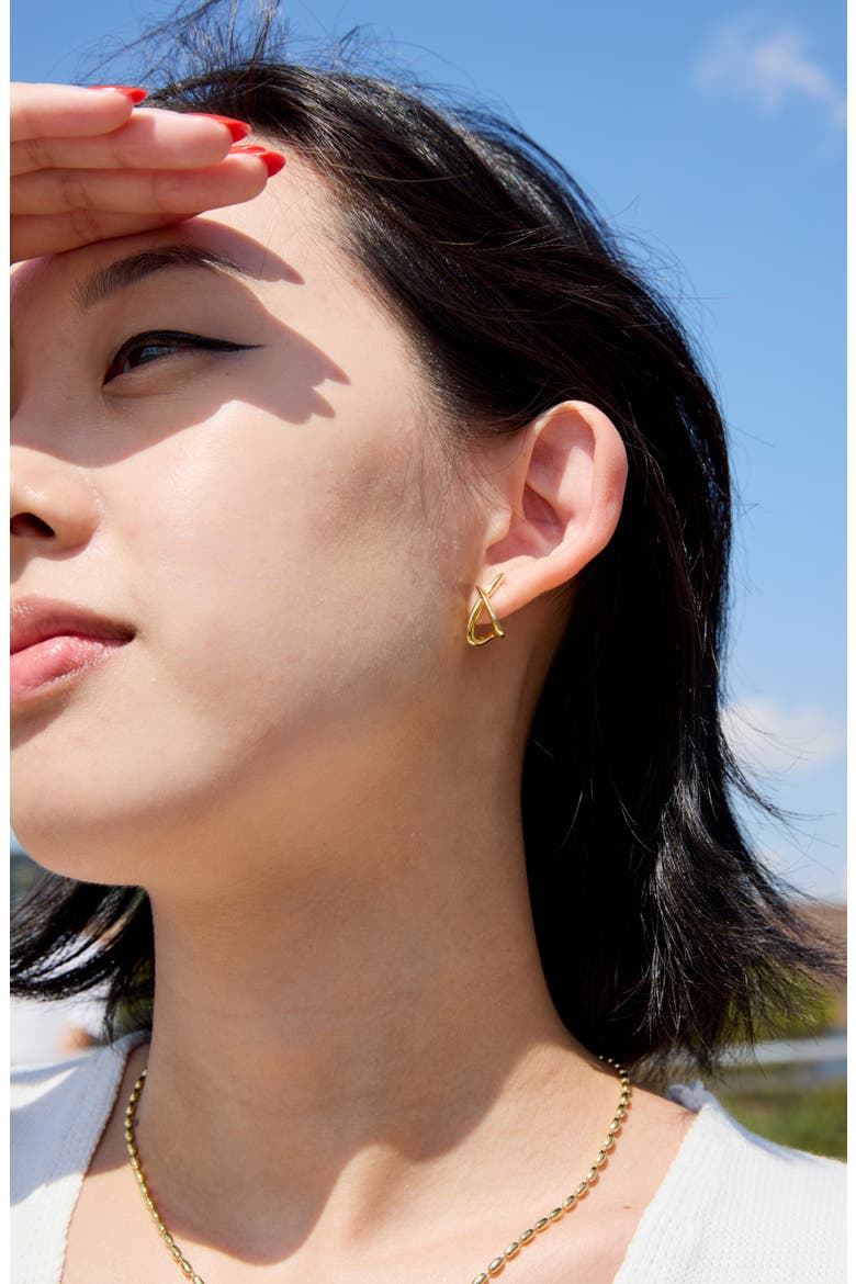 Sloane Crisscross Stud Earrings, Alternate, color, GOLD