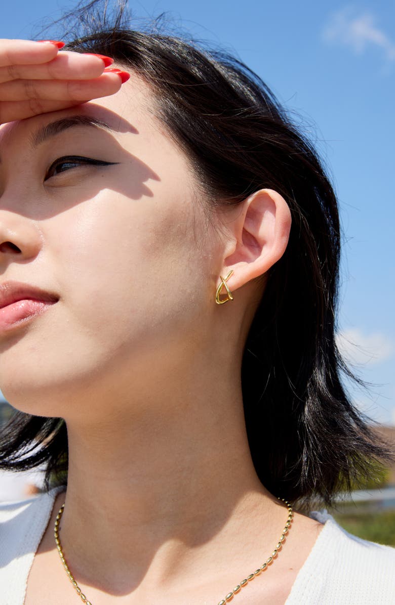 Ana Luisa Sloane Crisscross Stud Earrings, Alternate, color, Gold / Clear