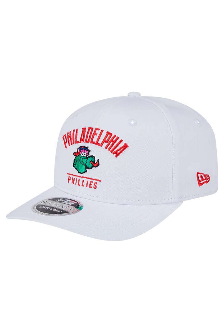 Men's New Era White Philadelphia Phillies City Arch Phanatic 9SEVENTY Stretch-Snap Adjustable Hat, Main, color, White
