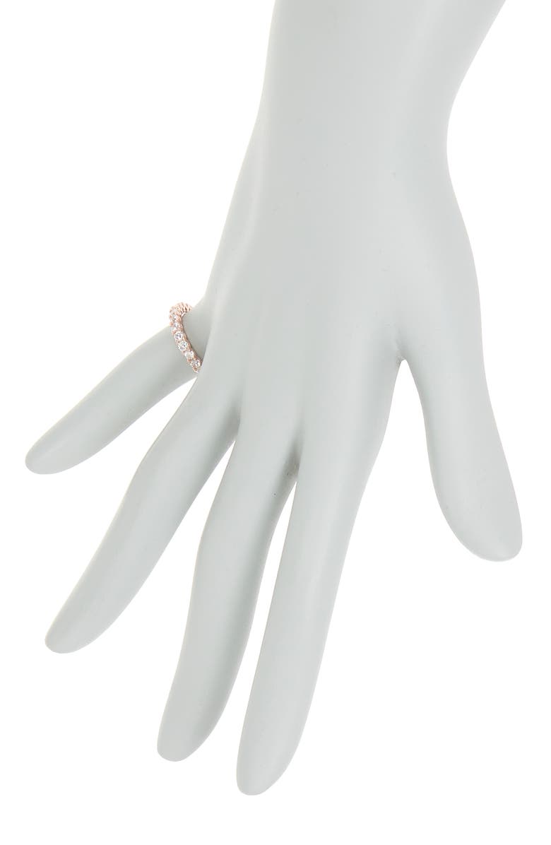 SUZY LEVIAN Rose Gold Plated Sterling Silver CZ Round Cut Eternity Band Ring, Alternate, color, Rose