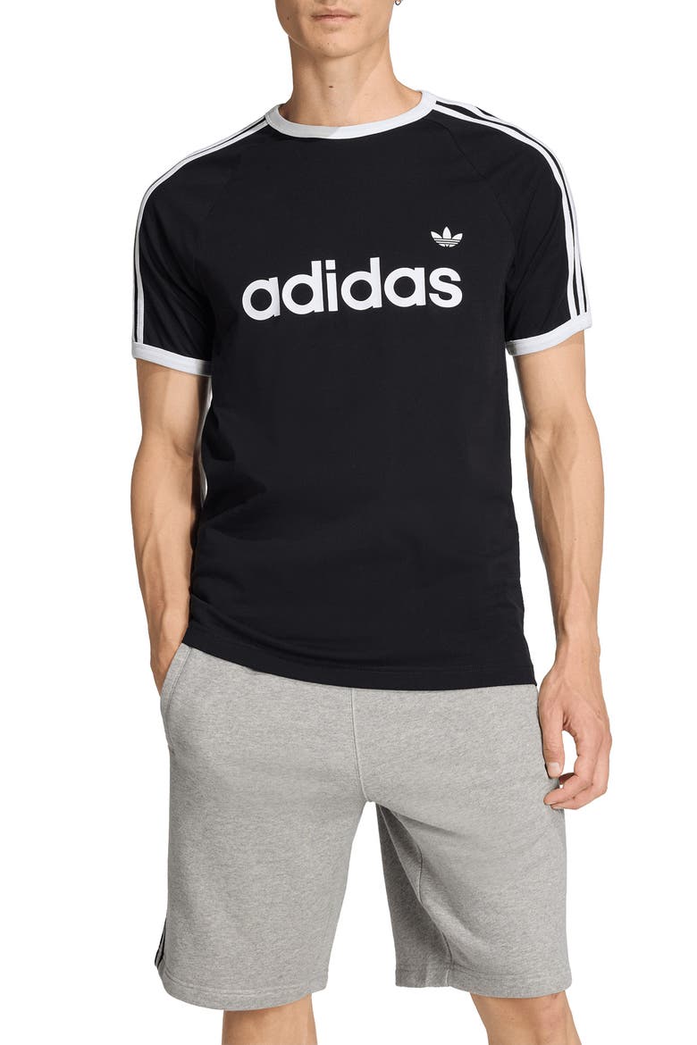3-Stripes Cotton Ringer T-Shirt, Main, color, BLACK