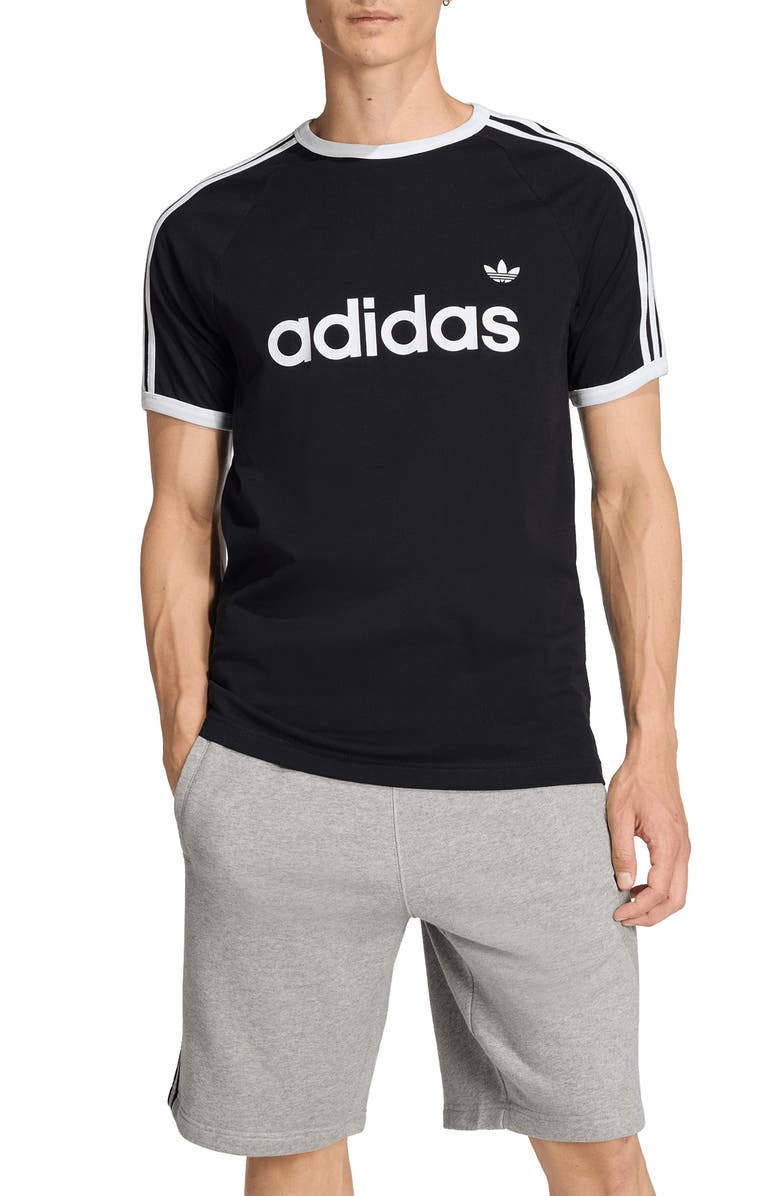 adidas 3-Stripes Cotton Ringer T-Shirt, Main, color, Black
