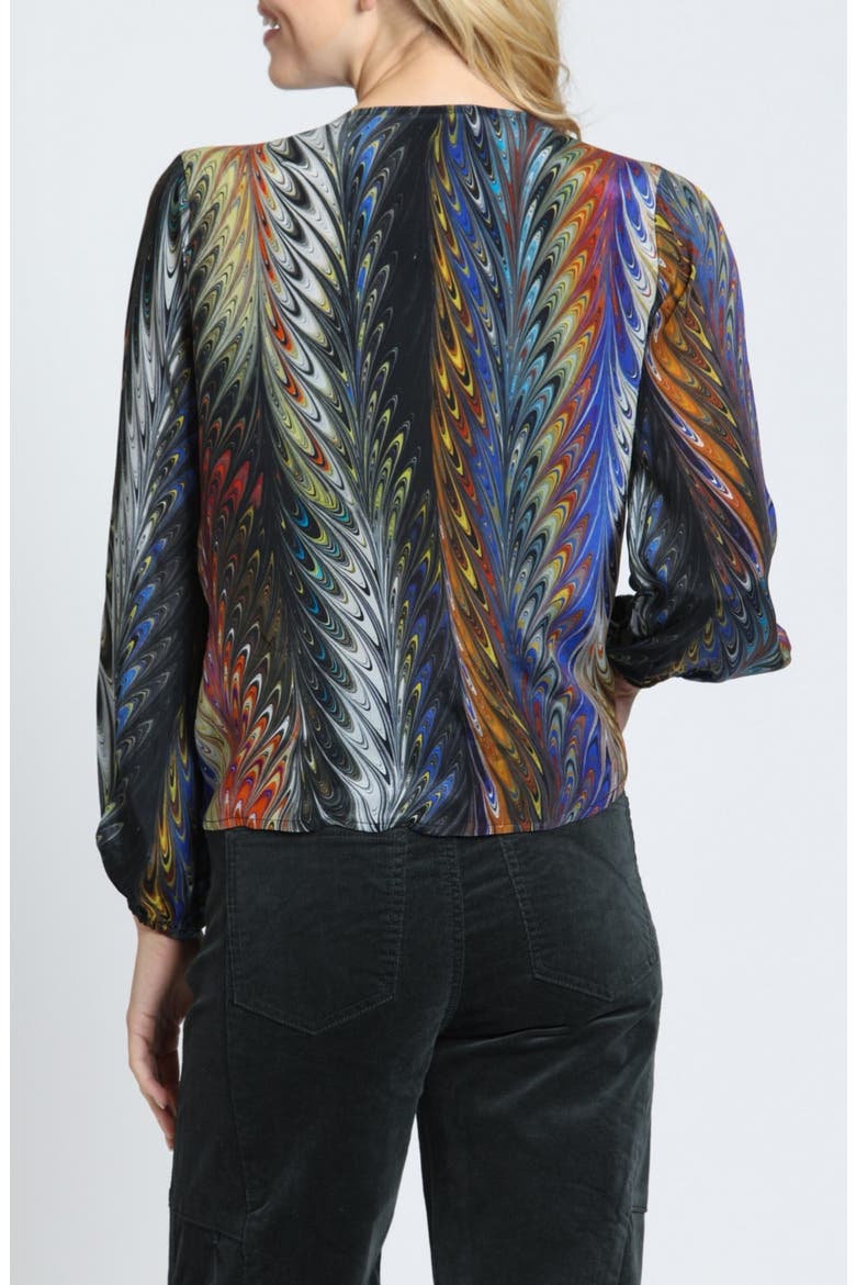 Print V-Neck Tie Front Top, Alternate, color, PRISMATIC HARVEST