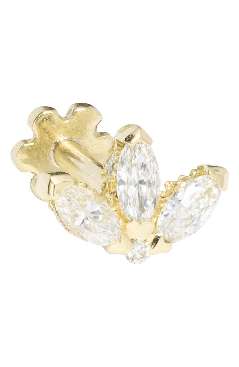 MARIA TASH Engraved Diamond Lotus Stud Earring, Alternate, color, Yellow Gold