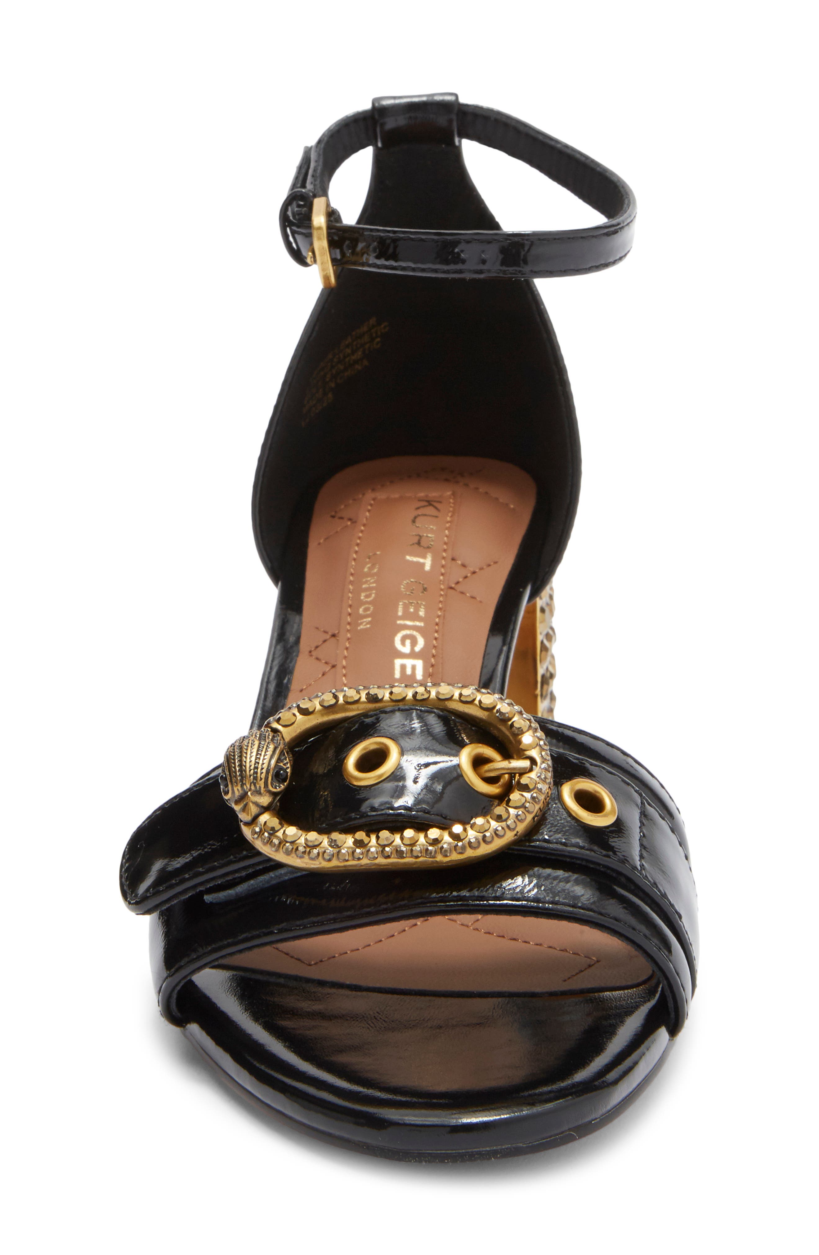 Kurt Geiger London Mayfair Eagle Crystal Heel Sandal, Alternate, color, Black