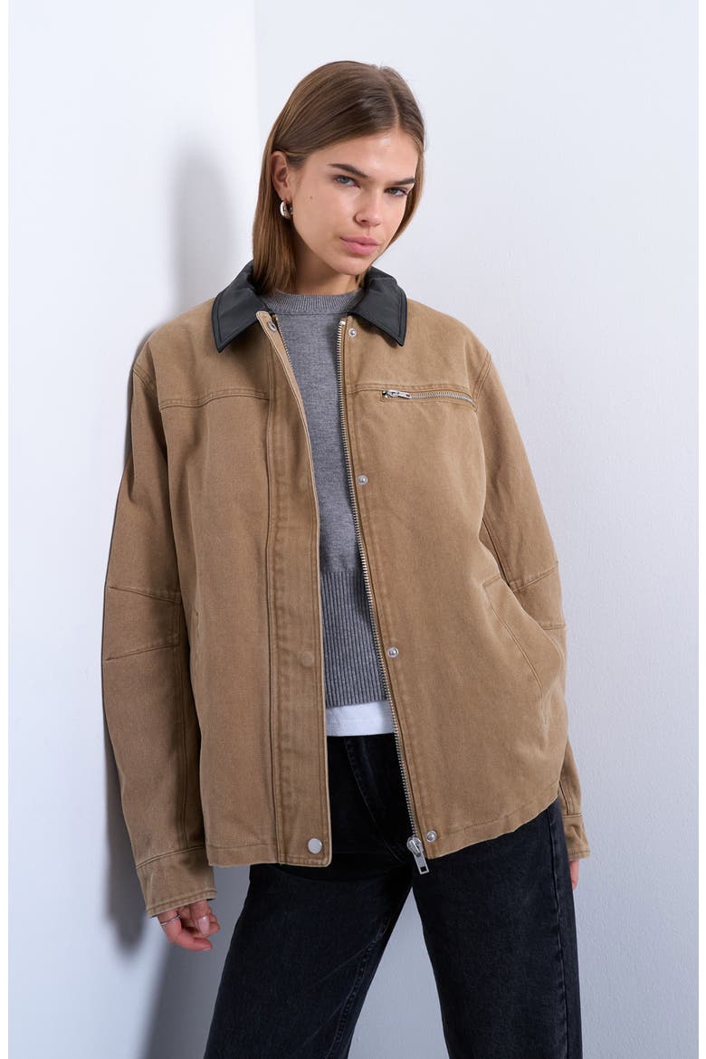 Zip Through Barn Jacket, Main, color, TAN